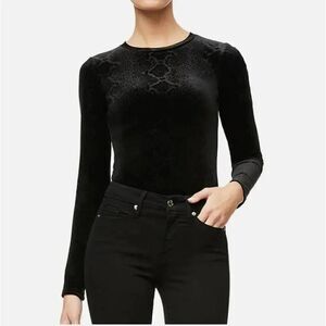 GOOD AMERICAN Womens Velvet Snake Print Bodysuit